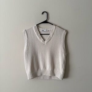 Zara Women's V-Neck Cream Sweater Vest
